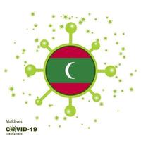 Maldiven coronavius vlag bewustzijn achtergrond blijven huis blijven gezond nemen zorg van uw eigen Gezondheid bidden voor land vector