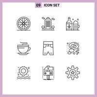 9 gebruiker koppel schets pak van modern tekens en symbolen van shorts kleding kop strand kop bewerkbare vector ontwerp elementen