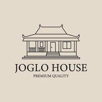 joglo huis lijn kunst stijl logo icoon sjabloon ontwerp. Javaans , traditioneel, cultuur, vector illustratie