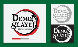 kimetsu Nee jaiba of demon moordenaar logo manga en anime geïsoleerd in groen achtergrond Engels versie vector