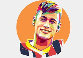 Neymar Voetbalspeler Vector Popart Portret