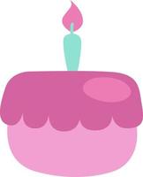 kinderjaren roze verjaardag taart, icoon, vector Aan wit achtergrond.