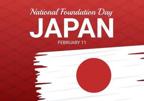 gelukkig Japan nationaal fundament dag Aan februari 11 met beroemd Japans oriëntatiepunten en vlag in vlak stijl tekenfilm hand- getrokken Sjablonen illustratie vector