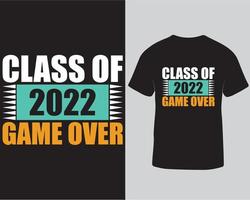 klasse van 2022 spel over- gaming t-shirt ontwerp vrij downloaden vector