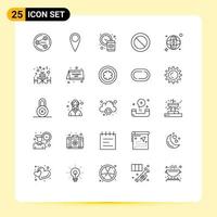 reeks van 25 modern ui pictogrammen symbolen tekens voor restaurant netwerk tijd kaart teken bewerkbare vector ontwerp elementen