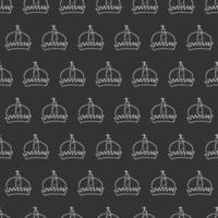 hand- getrokken kronen. naadloos patroon van gemakkelijk graffiti schetsen koningin of koning kronen. Koninklijk keizerlijk kroning en monarch symbolen. wit borstel tekening geïsoleerd Aan zwart achtergrond. vector illustratie.