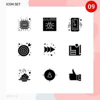reeks van 9 modern ui pictogrammen symbolen tekens voor pijl centrum ontwikkelen stieren oog speler bewerkbare vector ontwerp elementen