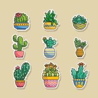 cactus vetplanten sticker reeks vector