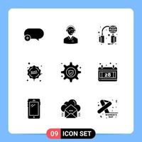 9 solide zwart icoon pak glyph symbolen voor mobiel apps geïsoleerd Aan wit achtergrond 9 pictogrammen reeks creatief zwart icoon vector achtergrond