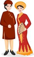 Vietnam traditioneel bruiloft karakter ontwerp illustratie vector