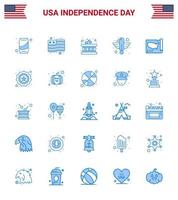 gelukkig onafhankelijkheid dag pak van 25 blues tekens en symbolen voor Verenigde kaart instrument staat vogel bewerkbare Verenigde Staten van Amerika dag vector ontwerp elementen