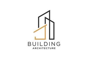 brief j voor echt landgoed verbouwing logo. bouw architectuur gebouw logo ontwerp sjabloon element. vector