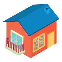 speelgoed- huis icoon isometrische vector. nieuw een verhaal kinderen huis met schoorsteen icoon vector