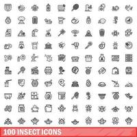 100 insect pictogrammen set, schets stijl vector