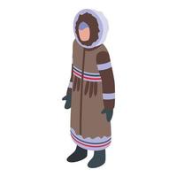 vrouw Eskimo icoon isometrische vector. natuur van Alaska vector