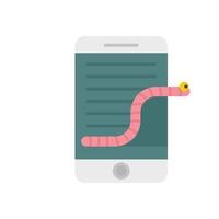 smartphone fraude worm icoon vlak geïsoleerd vector