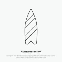 recreatie sport- surfboard surfing lijn icoon vector