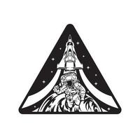 astronaut en ruimte schip vector illustratie, perfect voor t overhemd ontwerp en insigne ontwerp