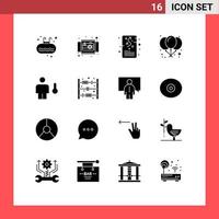 universeel icoon symbolen groep van 16 modern solide glyphs van partij ballon Product strategisch plan bewerkbare vector ontwerp elementen