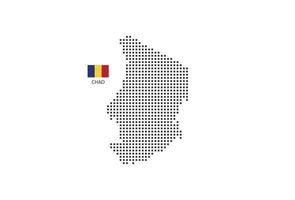 vector plein pixel stippel kaart van Tsjaad geïsoleerd Aan wit achtergrond met Tsjaad vlag.