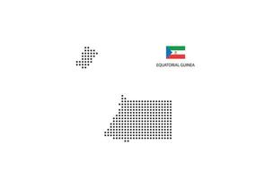 vector plein pixel stippel kaart van equatoriaal Guinea geïsoleerd Aan wit achtergrond met equatoriaal Guinea vlag.