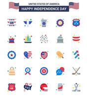 vlak pak van 25 Verenigde Staten van Amerika onafhankelijkheid dag symbolen van schild Amerikaans drank vlag veiligheid bewerkbare Verenigde Staten van Amerika dag vector ontwerp elementen