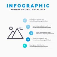 Egypte Gizeh mijlpaal piramide zon lijn icoon met 5 stappen presentatie infographics achtergrond vector