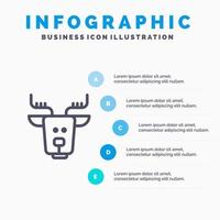 alpine arctisch Canada rendier lijn icoon met 5 stappen presentatie infographics achtergrond vector