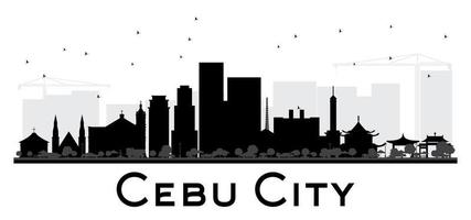 cebu stad horizon zwart en wit silhouet. vector