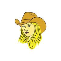 illustratie blond veedrijfster vervelend hoed logo ontwerp vector karakter