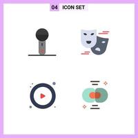 vlak icoon pak van 4 universeel symbolen van apparaten controle producten komedie speler bewerkbare vector ontwerp elementen