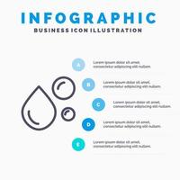 vettig zuur vis olie gezond dik natuurlijk olie omega lijn icoon met 5 stappen presentatie infographics achtergrond vector