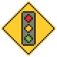 verkeer licht icoon pixel kunst met geel driehoek teken. vector illustratie.