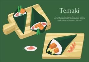 Temaki Sushi On Table Japanse Food Vector Illustratie