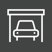 auto in garage lijn omgekeerd icoon vector