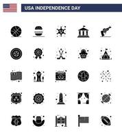 25 Verenigde Staten van Amerika solide glyph tekens onafhankelijkheid dag viering symbolen van hand- Verenigde Staten van Amerika insigne Amerikaans bank bewerkbare Verenigde Staten van Amerika dag vector ontwerp elementen