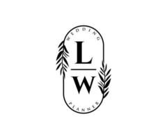 lw initialen brief bruiloft monogram logos verzameling, hand- getrokken modern minimalistisch en bloemen Sjablonen voor uitnodiging kaarten, opslaan de datum, elegant identiteit voor restaurant, boetiek, cafe in vector