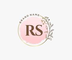 eerste rs vrouwelijk logo. bruikbaar voor natuur, salon, spa, kunstmatig en schoonheid logo's. vlak vector logo ontwerp sjabloon element.