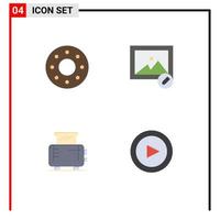 4 gebruiker koppel vlak icoon pak van modern tekens en symbolen van donut tosti apparaat Bewerk elektrisch Speel bewerkbare vector ontwerp elementen