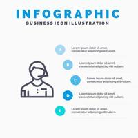 arbiter Amerikaans voetbal rechter grensrechter scheidsrechter lijn icoon met 5 stappen presentatie infographics achtergrond vector