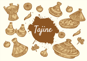 Gratis Handgetekende Tajine Vector