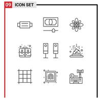 9 gebruiker koppel schets pak van modern tekens en symbolen van huishoudelijke apparaten eerste versieren noodgeval holi bewerkbare vector ontwerp elementen