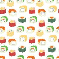 sushi broodjes patroon naadloos. traditioneel Japans voedsel achtergrond. vector structuur