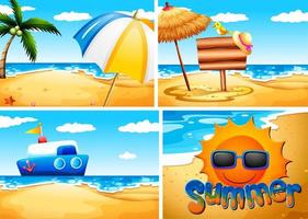 set zomer strand achtergrond vector