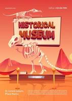 poster van historisch museum met dinosaurus skelet vector