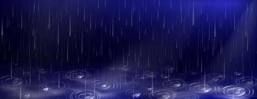 regenen, vallend water druppels en plas rimpelingen. vector