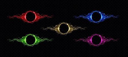 elektrisch bliksem cirkel met kleur gloed effect vector