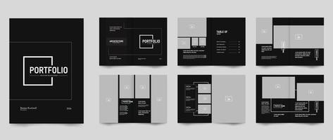 12 Pagina's van minimalistische fotografie portefeuille lay-out ontwerp sjabloon, tijdschrift, voorstel, profiel brochure sjabloon ontwerp vector