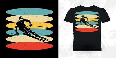 ski minnaar grappig skiën sport- retro wijnoogst ski t-shirt ontwerp vector