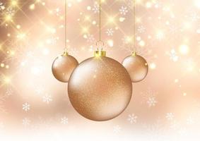 Kerstmis achtergrond met sparkly hangende kerstballen vector